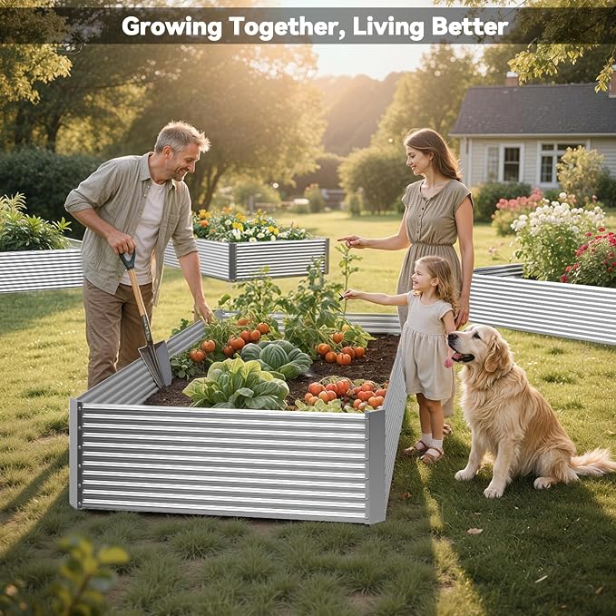 2 Pack Tall 8x3FT Raised Beds for Gardening, Corrugated Galvanized Steel Raised - Image 2