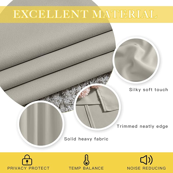 NICETOWN Blackout Sliding Glass Door Curtains, Room Darkening Thermal Insulated - Image 3