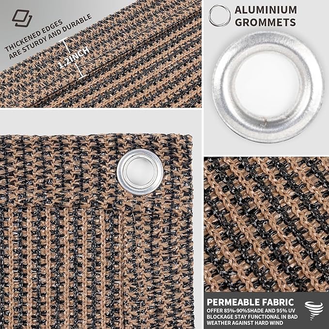 LOVE STORY Custom Size 2'6''x10' Brown Balcony Privacy Screen, UV Block Privacy - Image 3