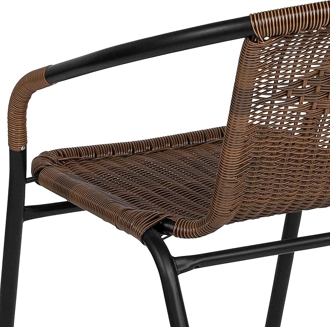 Flash Furniture Lila Medium Brown Rattan Indoor-Outdoor Restaurant Stack Chair - Image 12