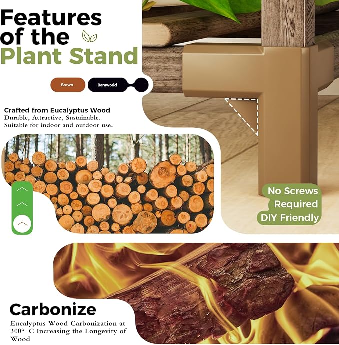 Bamworld Large Plant Stand Indoor Tall Plant Shelf Outdoor Corner Plant Holder - Image 5