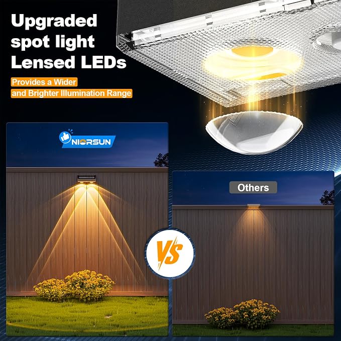 NIORSUN Solar Fence Lights, 12 Pack Deck Light, Led Lights Warm White Outdoor - Image 3
