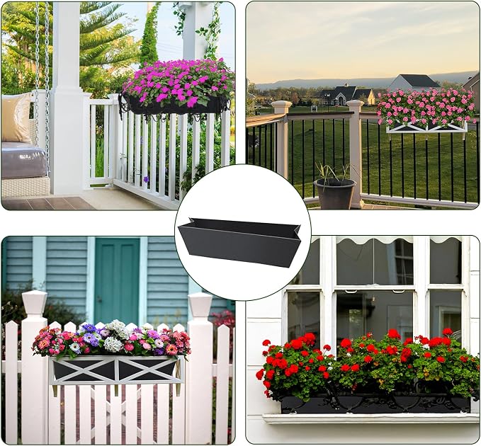 4PCS 30Inch Rectangle Window Box Liner Felt Planter Basket Liner Insert Black - Image 7