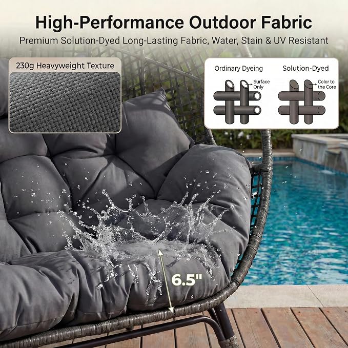 NICESOUL® Double Egg Chair Indoor Outdoor Stationary Oversized 6.5" Thick - Image 7
