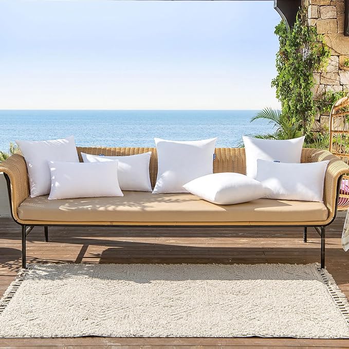MIULEE Pack of 2 12x12 Outdoor Pillow Inserts, Outdoor Throw Pillows - Image 6