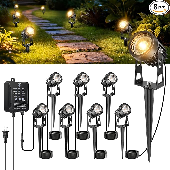 All-in-One Low Voltage Landscape Lighting Kit, 8 Pack Landscape Lights by LightingWill