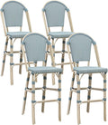 PURPLE LEAF French Bar Stool Set of 4 White Print Finish Patio Bar Stools by PURPLELEAF