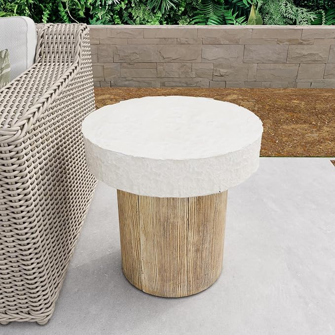 COSIEST Outdoor Medium Side Table, Patio Coffee Table, 19.7 inches Round MgO - Image 6