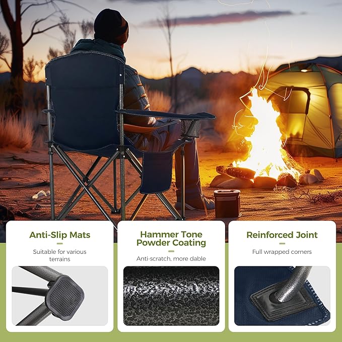 ALPHA CAMP Heavy Duty Camping Chair 500LBS Capacity, Oversized Folding Chair - Image 6