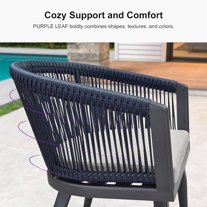 PURPLE LEAF Patio Dining Set for 6 All-Weather Wicker 7 Piece Aluminium Outdoor - Image 4