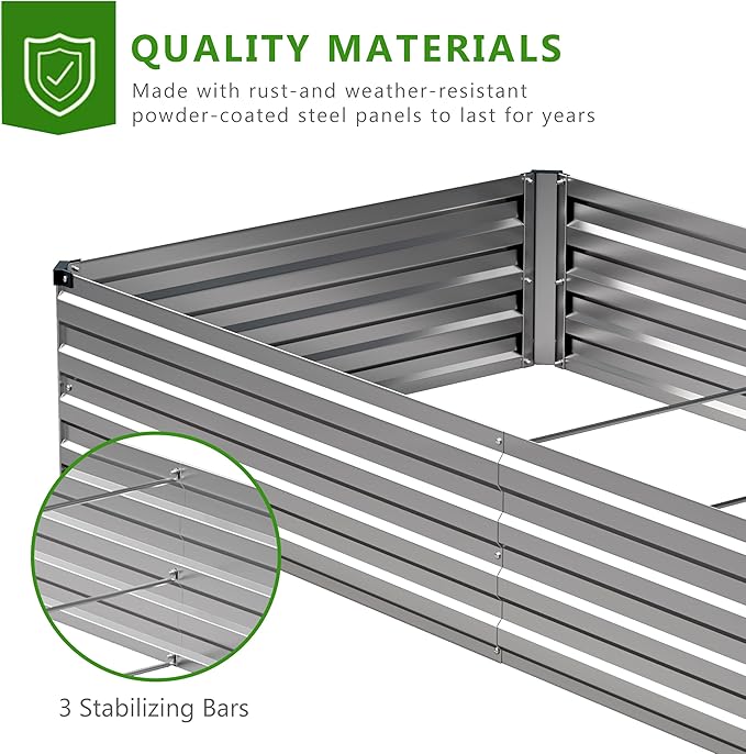 2PCS 6x3x1ft Galvanized Raised Garden Bed Kit, Metal Planter Box - Image 4