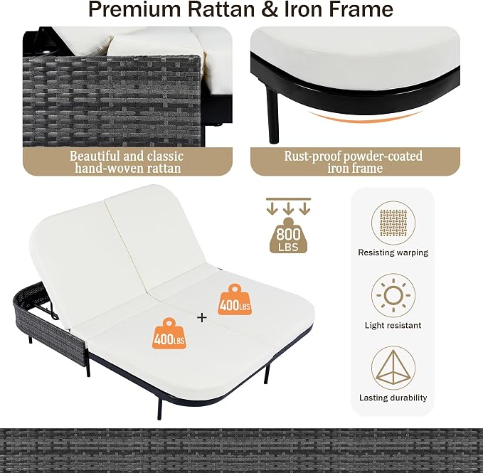 SOFTSEA Outdoor Daybed, Patio Rattan Daybed - Image 5