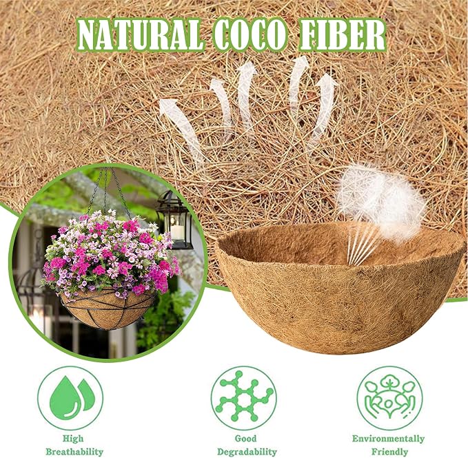 4 Pack 16 Inch Natural Coconut Fiber Liners - Image 3