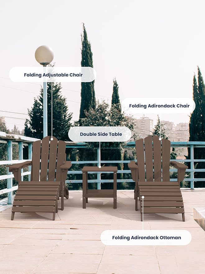 KINGYES Folding Adirondack Ottomans Set of 4 - Image 6