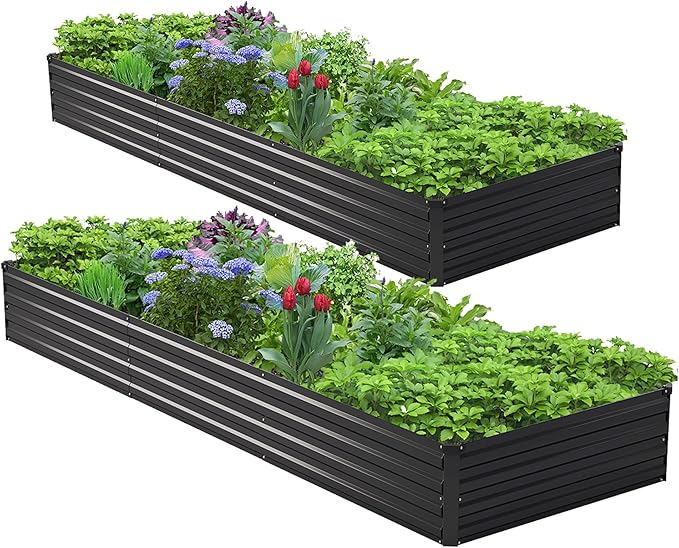2PCS 9x3x1ft Galvanized Raised Garden Bed Kit, Metal Planter Box by Henshwon