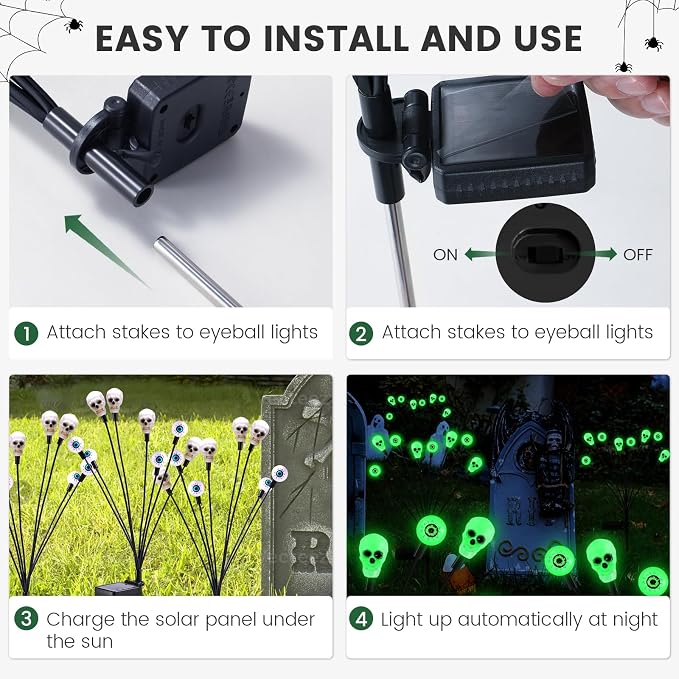 Solar Lights Outdoor, Halloween Decorations Outdoor, Scary Eyeball Lights - Image 7