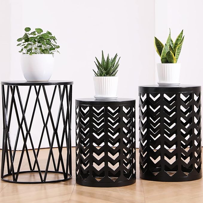HFHOME Multifunctional Nesting Round Metal Coffee End Tables - Image 5