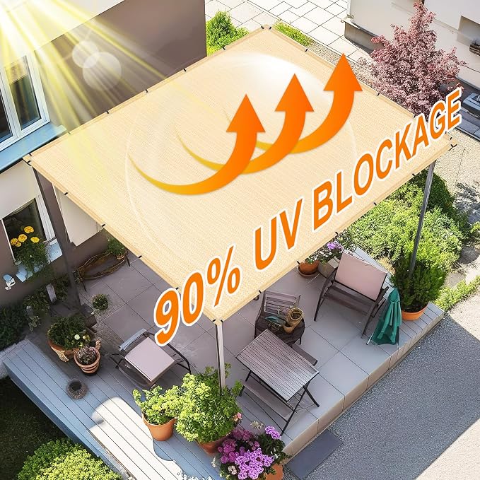 Artpuch 90% Sun Shade Cloth, 10 x 12 FT Pergola Shade Cover Canopy - Image 3