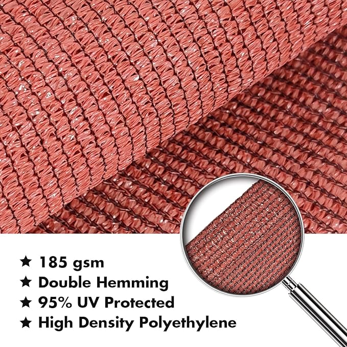 KANAGAWA 12'X18' Rust Red Custom Size Sun Shade Sail Rectangle UV Block Canopy - Image 4