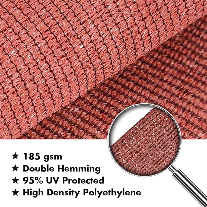 KANAGAWA 8'X9' Rust Red Custom Size Sun Shade Sail Rectangle UV Block Canopy - Image 4
