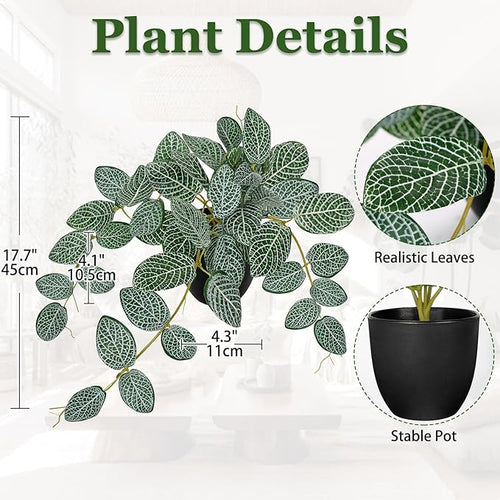 17.7" Artificial Plants Indoor Home Decor, Fake Potted Silk Plants - Image 2