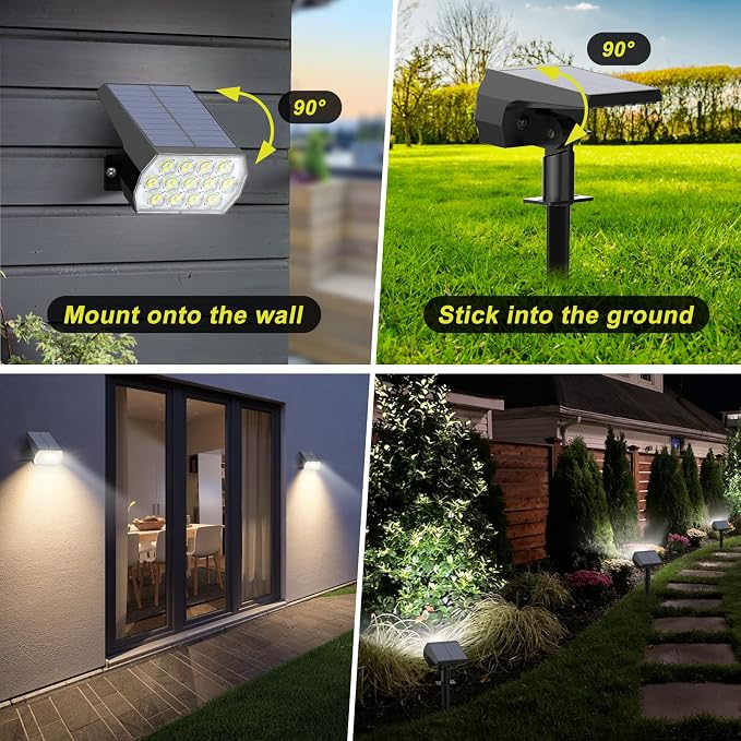 Solar Spot Lights Outdoor Waterproof IP65, 2-in-1 Solar Landscaping Spotlights - Image 5