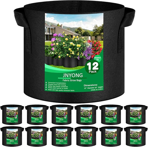 12-Pack 5 Gallon Thickened Non-Woven Grow Bags, Aeration Fabric Pots by JNYONG