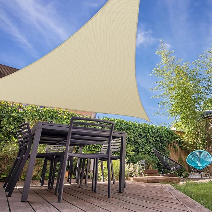 E&K Sunrise 5' x 5' x 5' Sun Shade Sail Triangle Canopy Shade Cover UV Block - Image 7