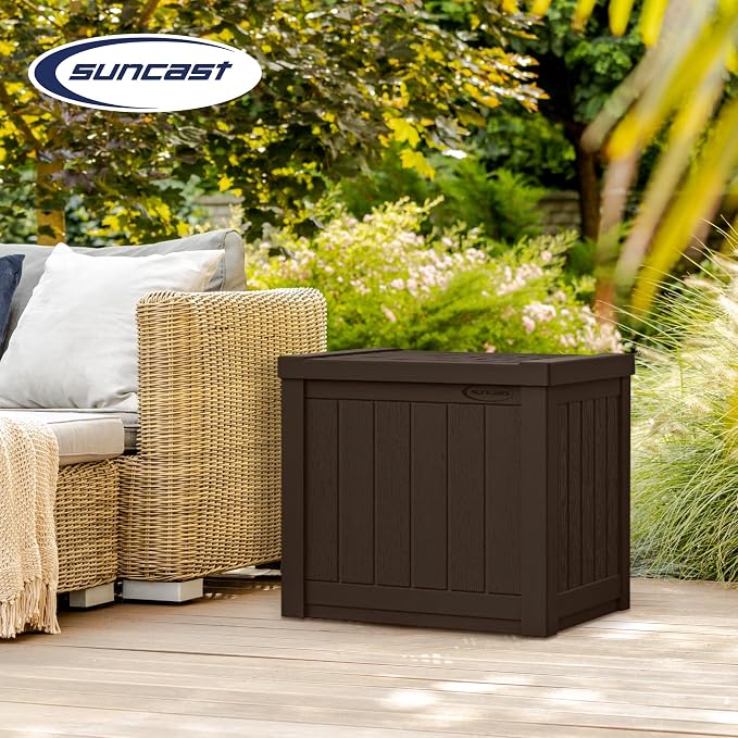 Suncast 17 x 22 Inch Resin 22-Gallon Patio Storage Deck Box, Java Brown - Image 5
