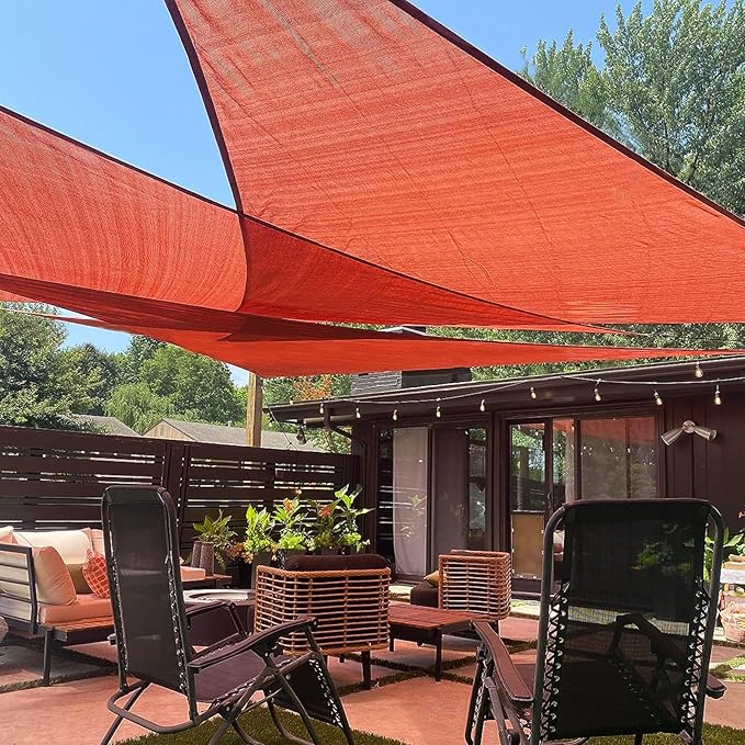 LOVE STORY Custom Size 7'x7'x9.9' Terra Red Sun Shade Sail Right Triangle by LOVESTORY