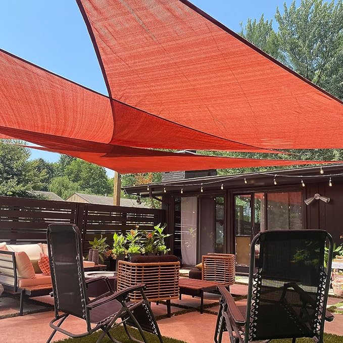 LOVE STORY Custom Size 12'x24'x26.8' Terra Red Sun Shade Sail Right Triangle by LOVESTORY