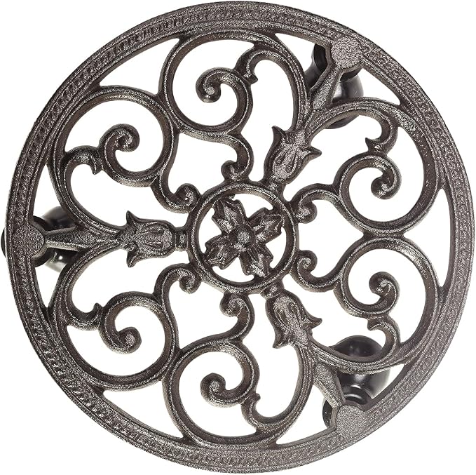 Sungmor Heavy Duty Cast Iron Plant Caddy, Indoor Outdoor Planter Holder Trolley by Sungmor