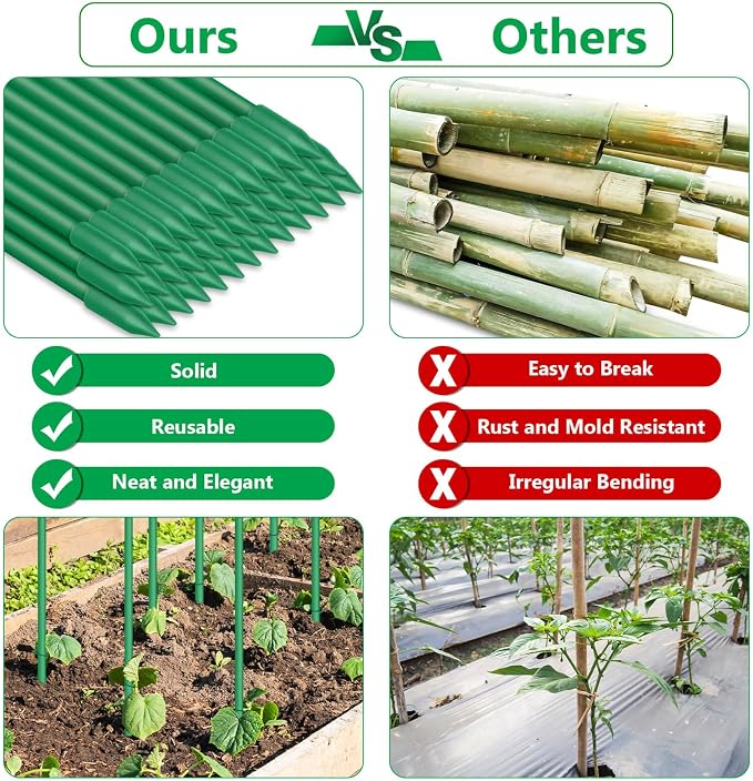 Lezmarket 60 Pack Garden Tomato Stakes, Plant Support Stakes, DIY 4ft 5ft 6ft - Image 4