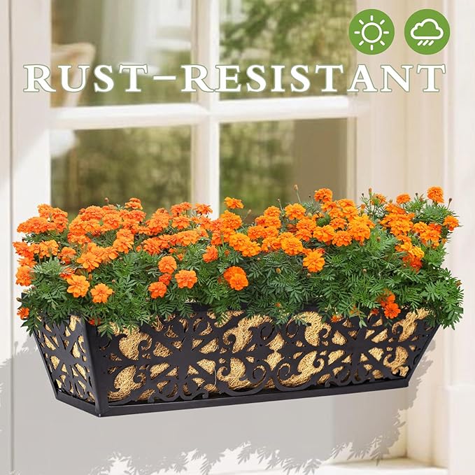6 Pack 24 Inch Window Boxes Planters Railing Planter Box - Image 7