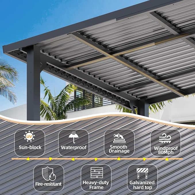 AECOJOY 20' x 12' Outdoor Gazebo Hardtop Pergola - Image 2