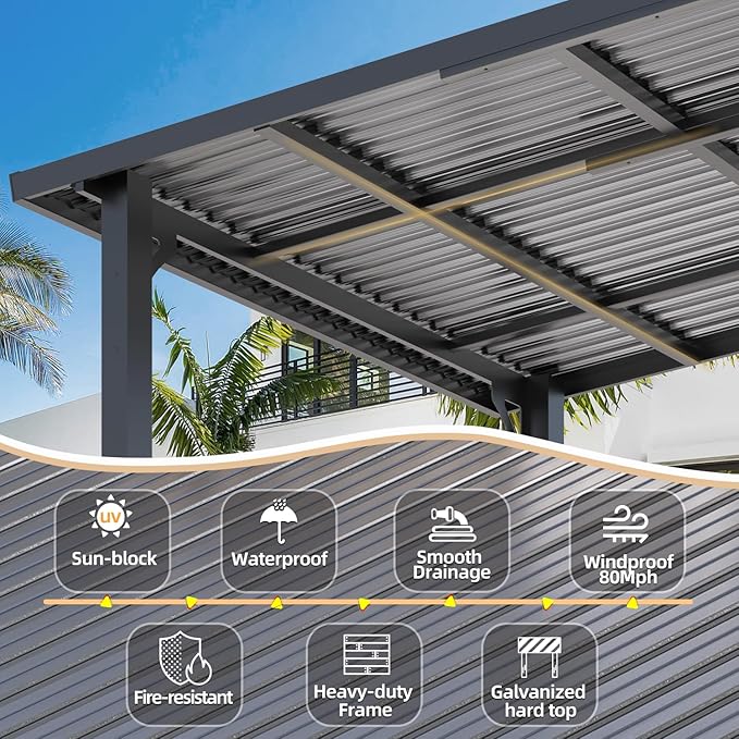 AECOJOY 12' x 10' Outdoor Hardtop Pergola Gazebo - Image 2