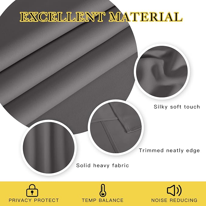 NICETOWN Grey Blackout 108 inch Curtains - Image 4