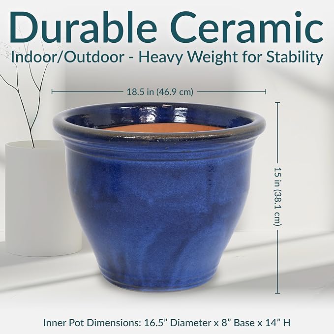 Sunnydaze Large Ceramic Plant Pot - Image 5