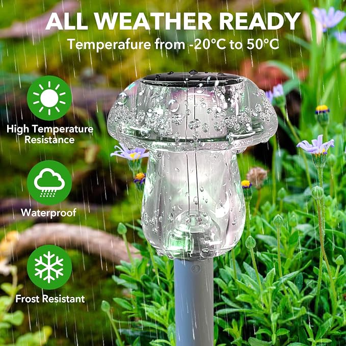 Solar Lights Outdoor, 16 Pack Mushroom Lights Outside Waterproof, Solar Powered - Image 5