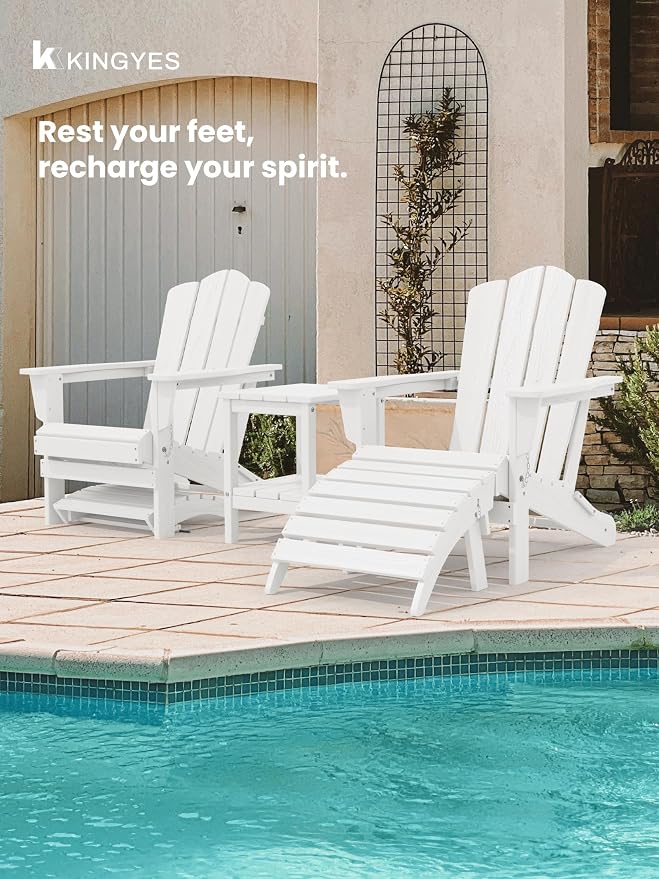 KINGYES Folding Adirondack Ottomans Set of 4 - Image 4