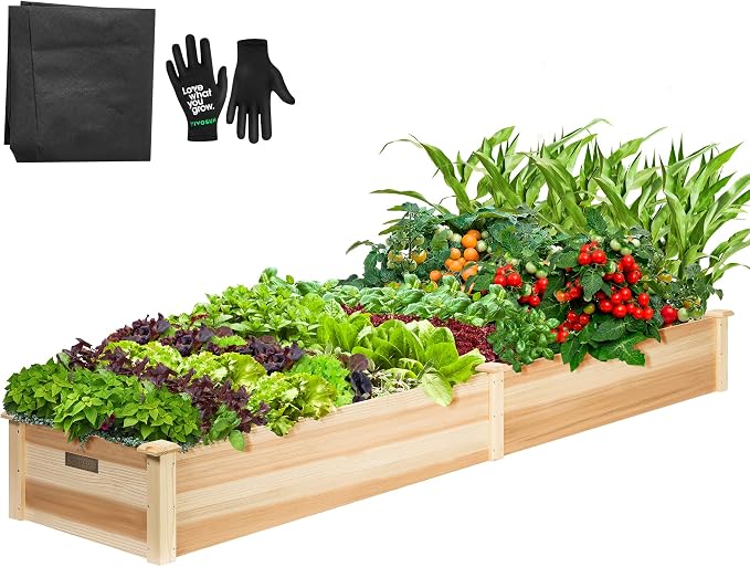 VIVOSUN 8×2Ft Wooden Raised Garden Bed, Outdoor Wood Planter Box by VIVOSUN