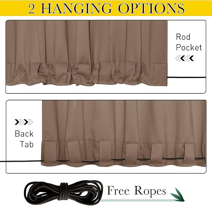 NICETOWN 2 Panels Weighted Blackout Outdoor Curtains - Image 3