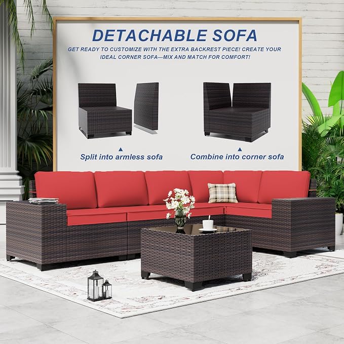 Outdoor Patio Furniture Set, 12 Pieces Outdoor Sectional Furniture High - Image 7