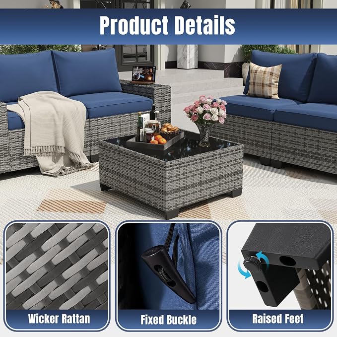 Aoxun 12 Pieces Patio Furniture Set Wicker Rattan Outdoor Sectional - Image 6