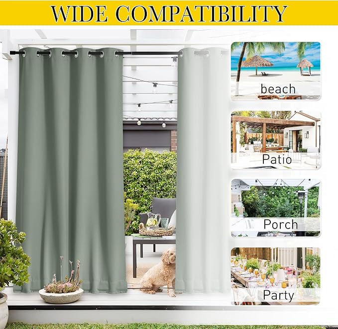 NICETOWN 2 Panels Weighted Outdoor Curtains - Image 8