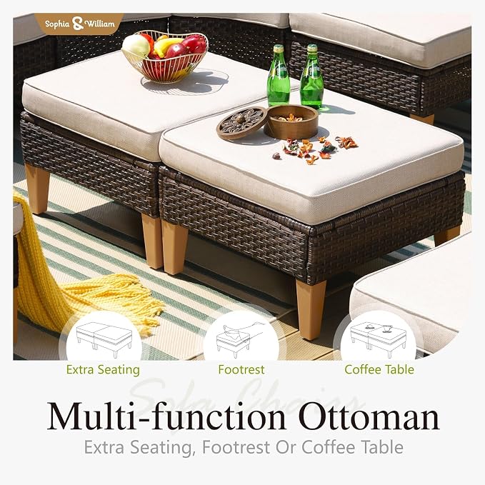 Sophia & William Oversized Half-Moon Outdoor Patio Furniture Set, 12 Piece - Image 6