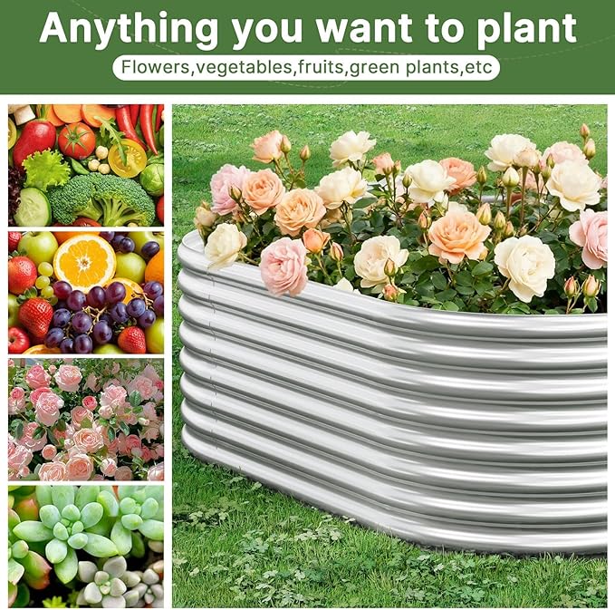 3 PCS Tall 4x2x1.5ft Galvanized Raised Garden Bed Outdoor, Metal Garden Bed - Image 6