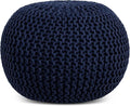 FRELISH DECOR Round Pouf Ottoman Hand Knitted 100% Cotton Pouf Foot Stool by FrelishDecor