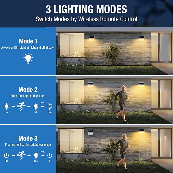 Peasur White Frame Solar Motion Sensor Lights Outdoor, 2 Packs 180LED Warm - Image 4
