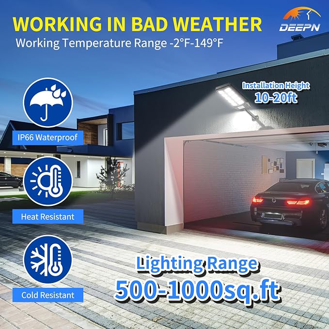 Deepn Solar Lights Outdoor, IP66 Waterproof Street Lights Outdoor, 6500K Dusk - Image 3